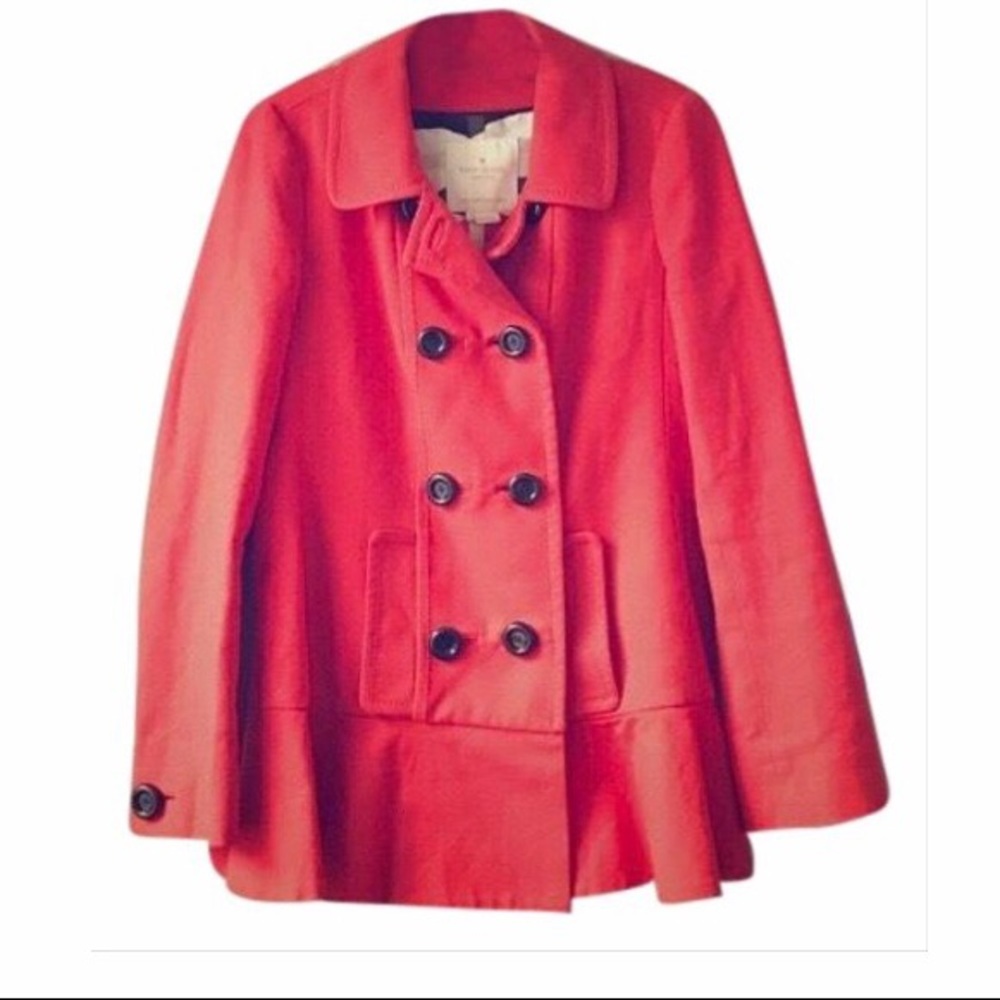 Cotton Drop Waist Pleated Pea Coat